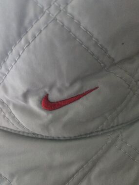 Nike Light Gray Quilted Hat with Red Swoosh